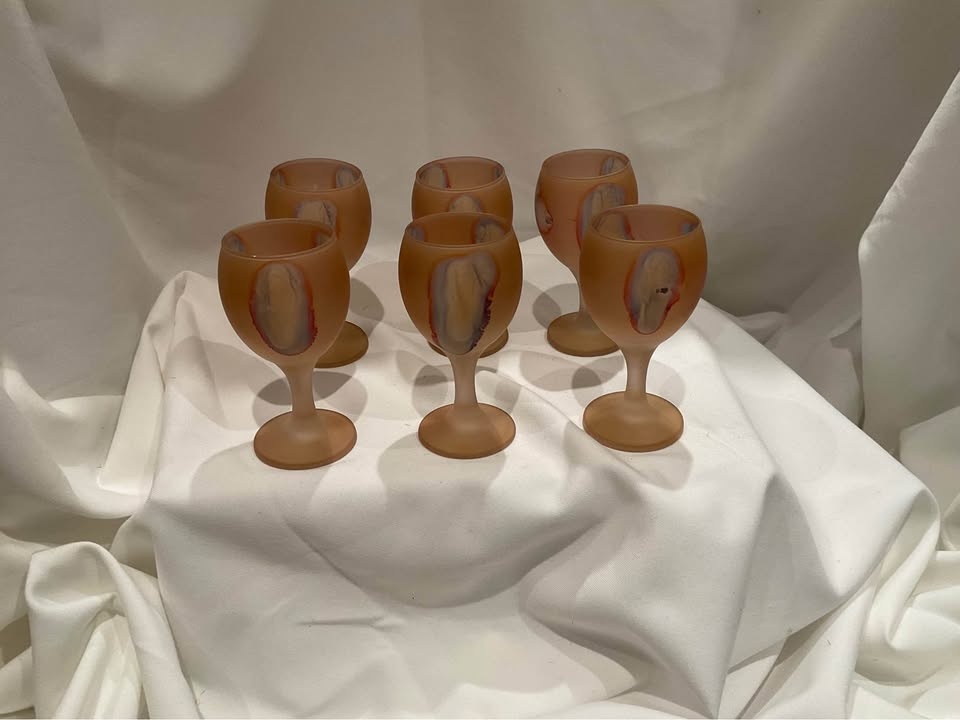 Vintage Rueven Art Nouveau Watercolour Frosted Wine/Cordial Glas - photo 4