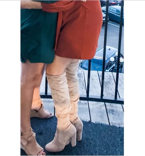 Light Nude Suede Over the Knee Boots Size 6 - photo 2