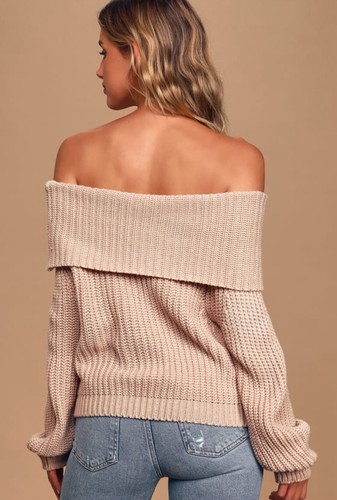 Dusty Blush Off-the-Shoulder Knit Sweater Size Small - photo 4