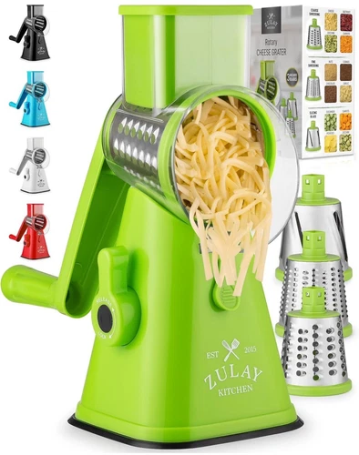 Manual Rotary Cheese Grater with Upgraded Suction - Light Green