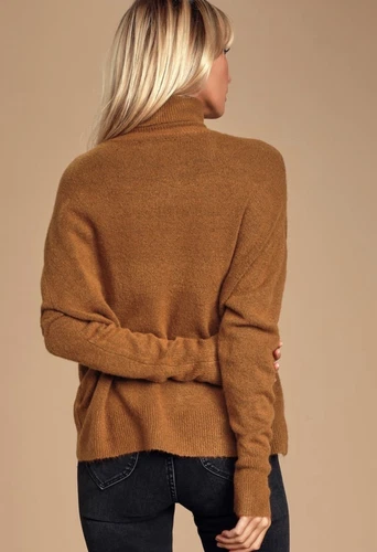 Women Brown Knit Turtleneck Sweater Size Medium - photo 4