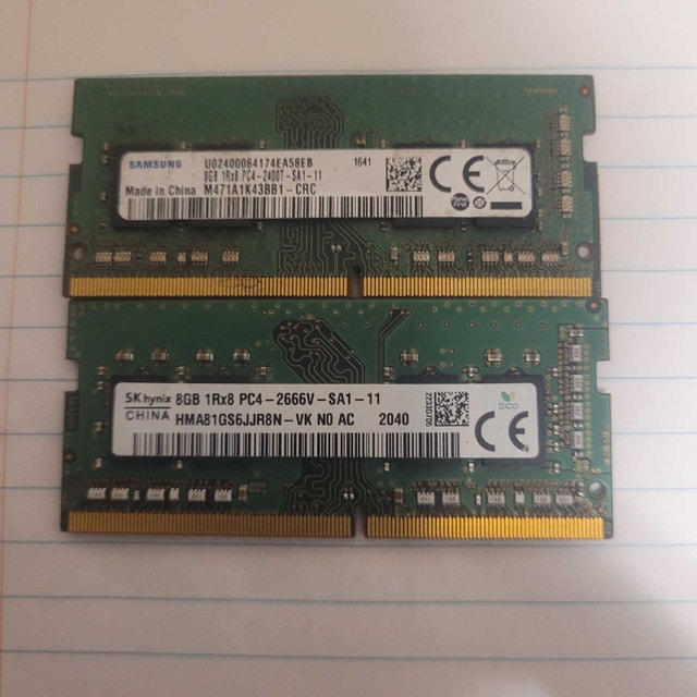 DDR4 Laptop Memory - 8GB Sticks (2 Total)