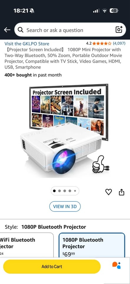 GK LPO Mini Projector + Screen – Brand New - photo 2