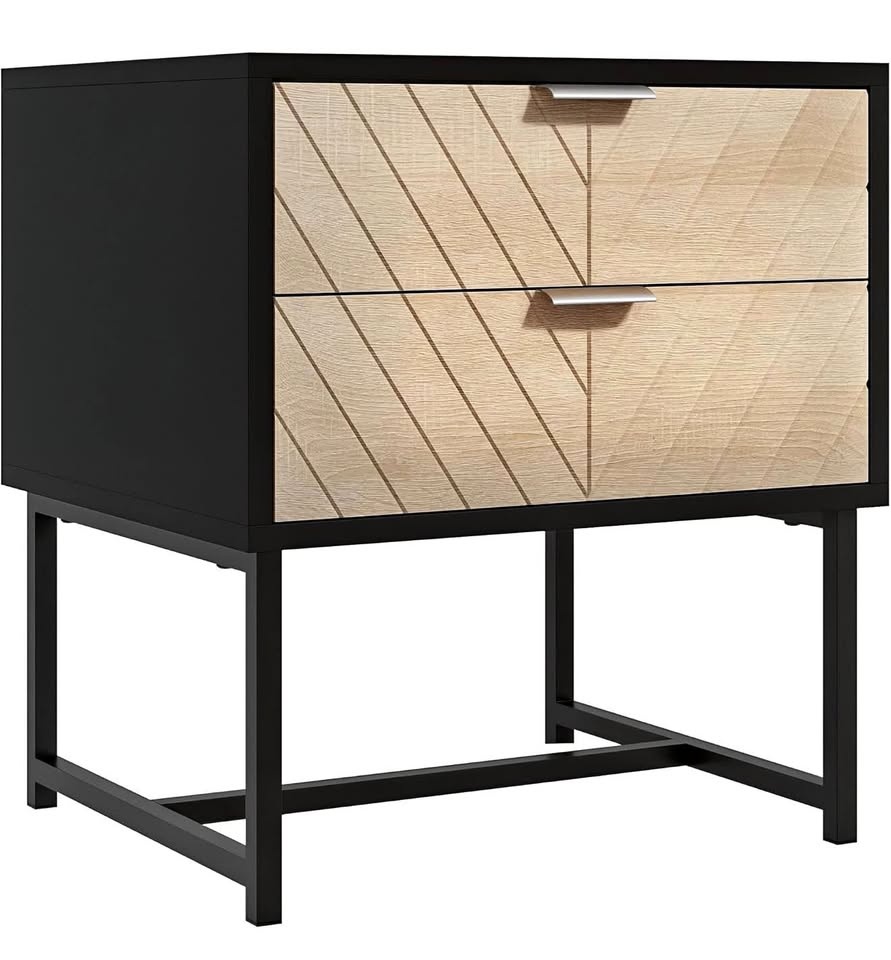 New! Modern Bedside Night Stand Table w/ 2 Drawers