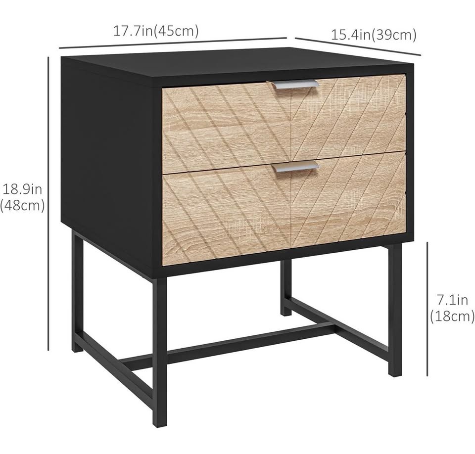 New! Modern Bedside Night Stand Table w/ 2 Drawers - photo 2