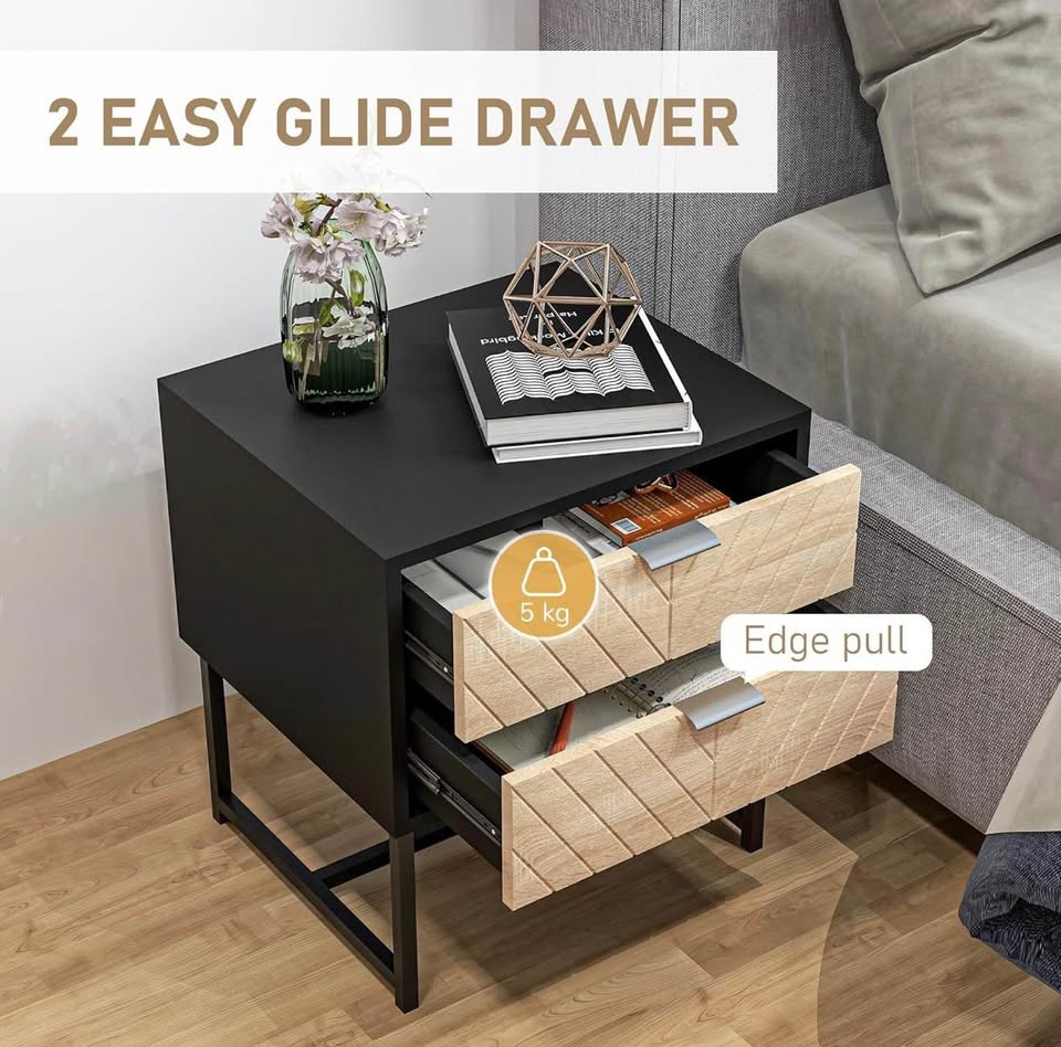 New! Modern Bedside Night Stand Table w/ 2 Drawers - photo 4