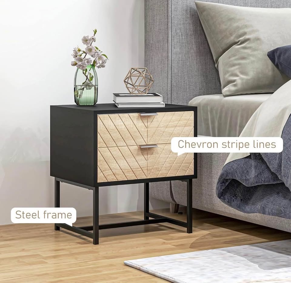 New! Modern Bedside Night Stand Table w/ 2 Drawers - photo 5