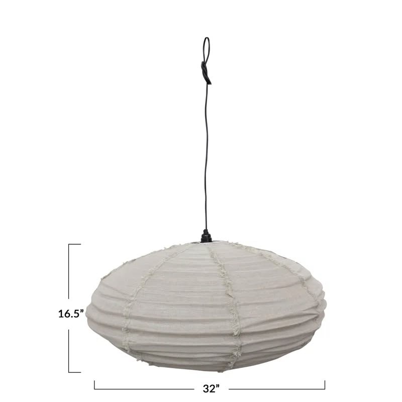 Linen and Cotton Pendant Lamp with Frayed Edges - photo 2