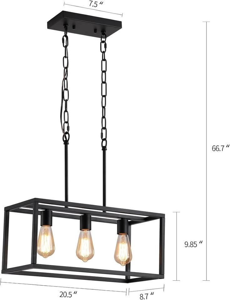 3 Light Island Open Rectangular Linear Chandelier - photo 2