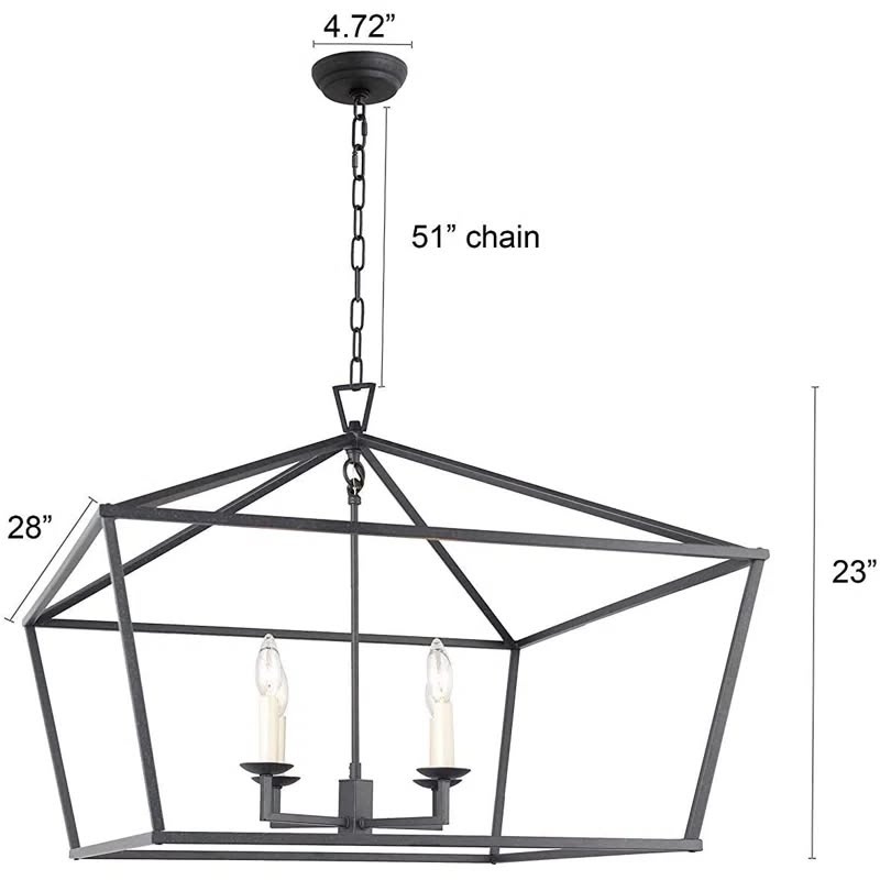 Open Box Sedley 28 inch wide 4 light dimmable lantern Geometric - photo 2