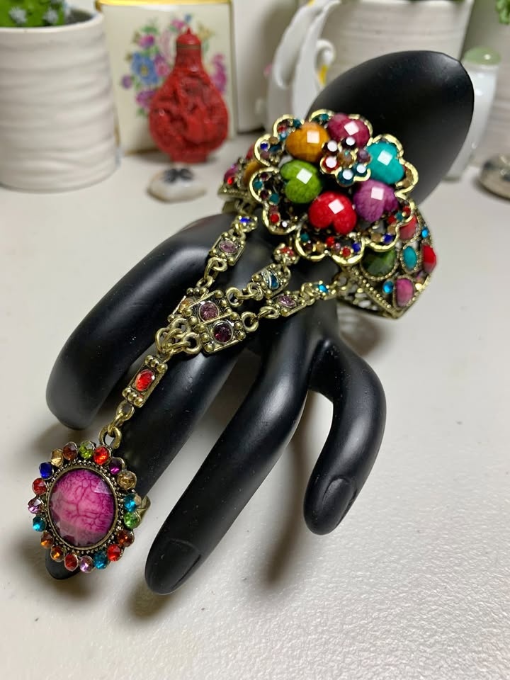 Vintage Bracelet with Chains and Ring