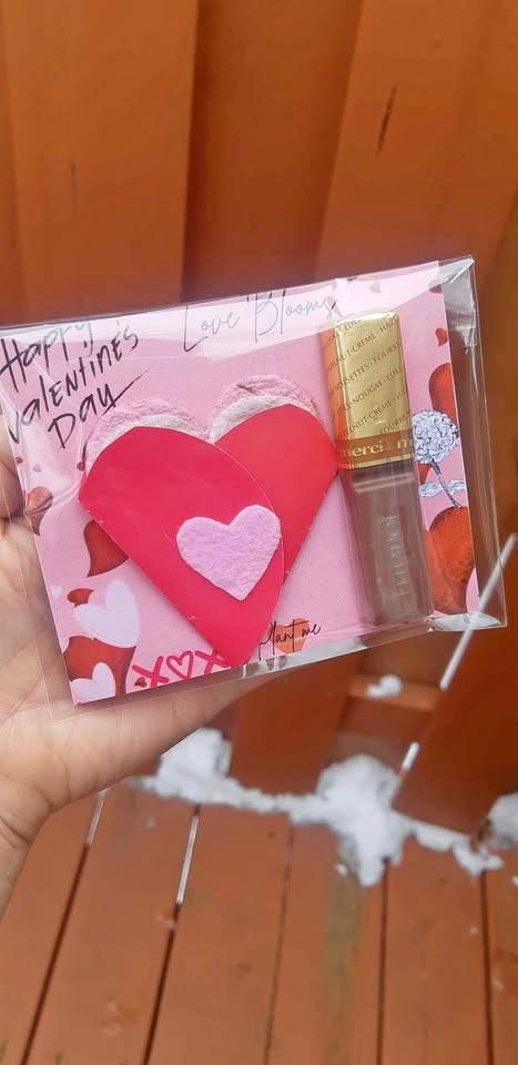 Valentine's Day small gift - 2 plantable paper hearts and tiny c