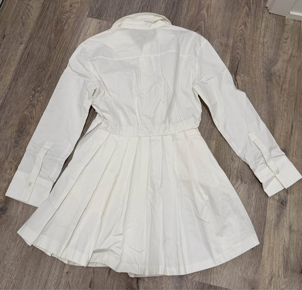 Zara White Pleated Shirt Dress XS - photo 3
