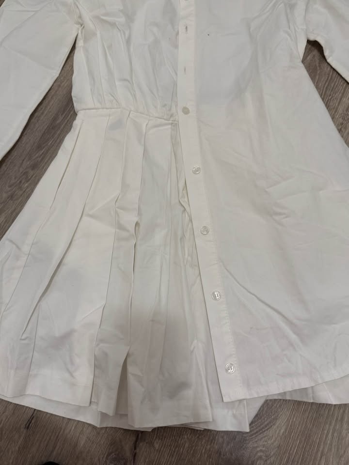 Zara White Pleated Shirt Dress XS - photo 4