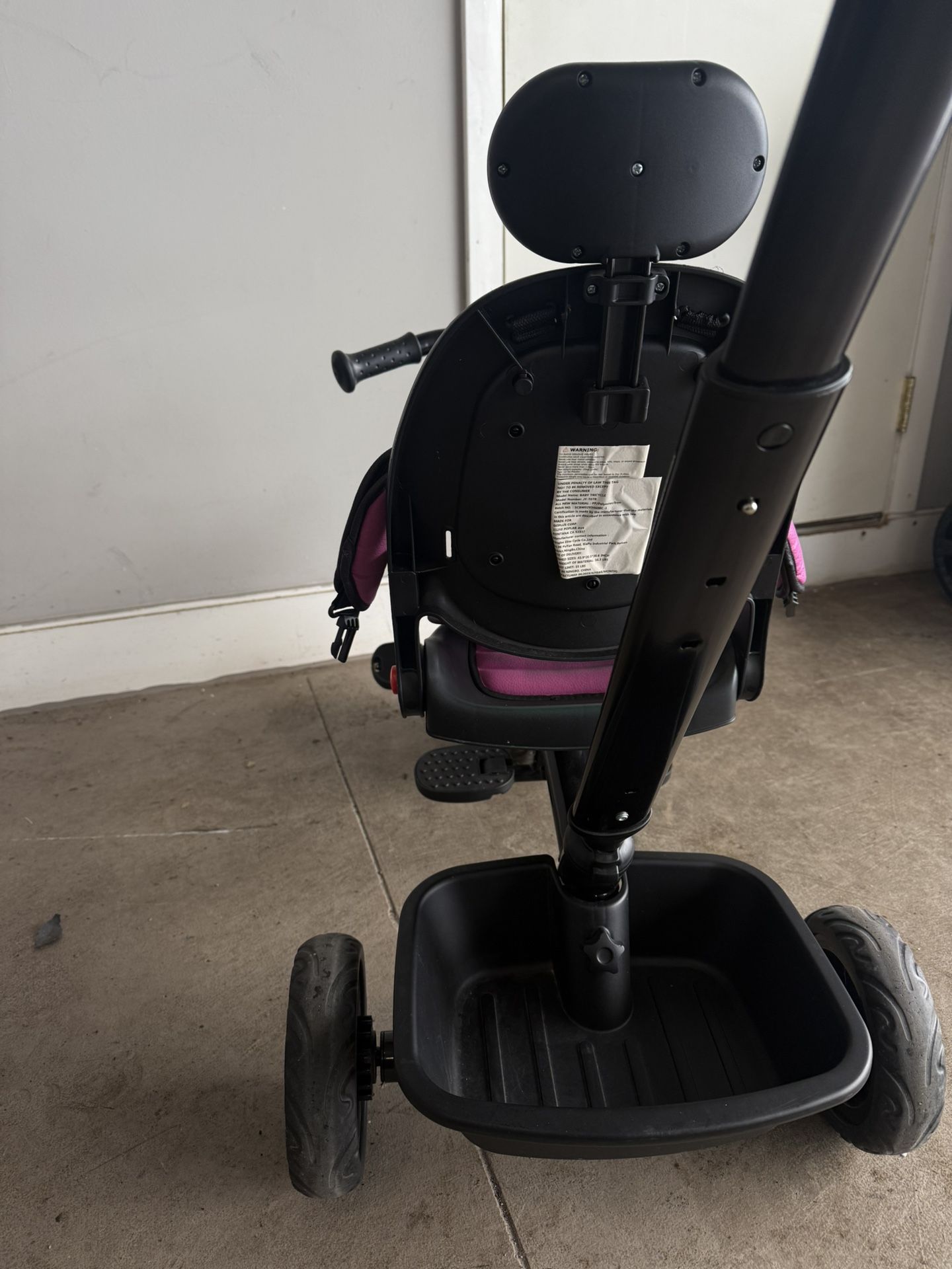 Toddler Push Trike / Convertible Stroller Tricycle - Pink/Black - photo 5