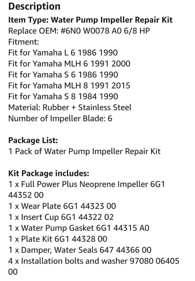 Water Pump Repair Kit BNIB 🏆 - photo 4