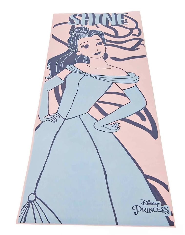 Disney Belle Printed 3mm Yoga Mat – 24” x 60" – Pink/Blue 🏆