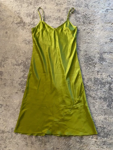 Womens Lime Green Slip Dress—-Brand Unknown