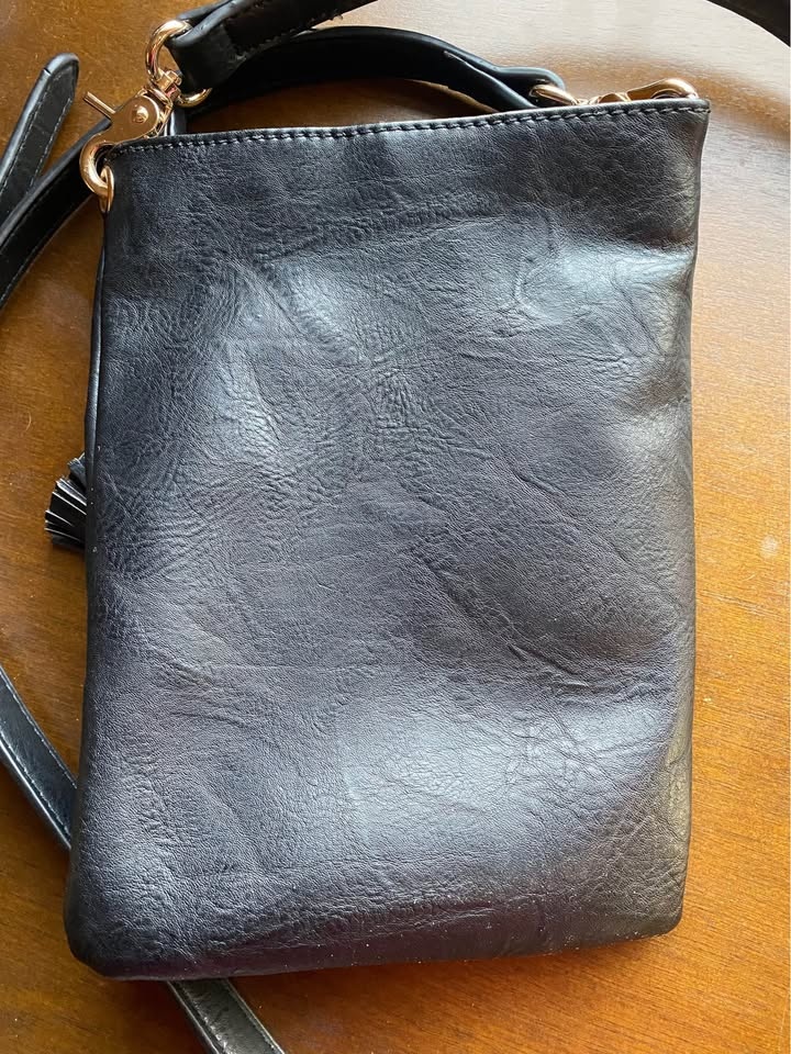 NEW Black Vegan Leather Crossbody Bag - photo 5