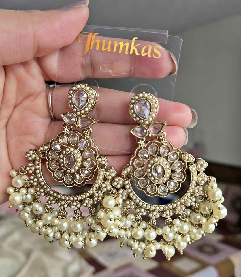 Jhumkas Earrings with Pearls