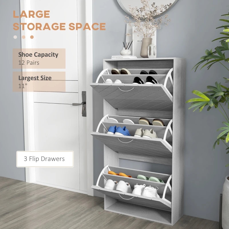 Narrow 3-Drawer Shoe Cabinet - photo 2
