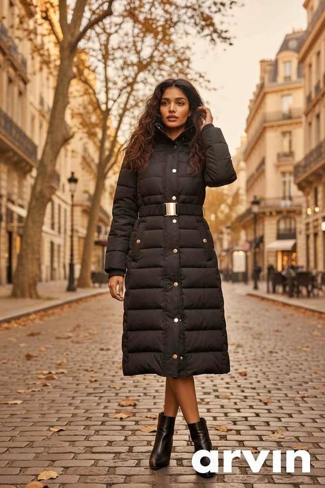 Miss Selfridge Black Belted Long Puffer Coat XS