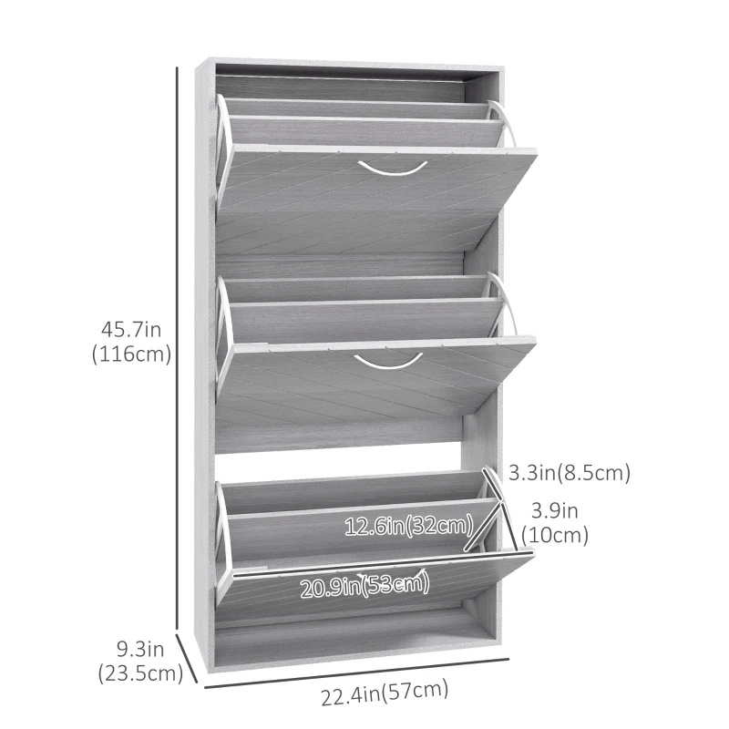 Narrow Shoe Cabinet 3 Flip Drawers - photo 3