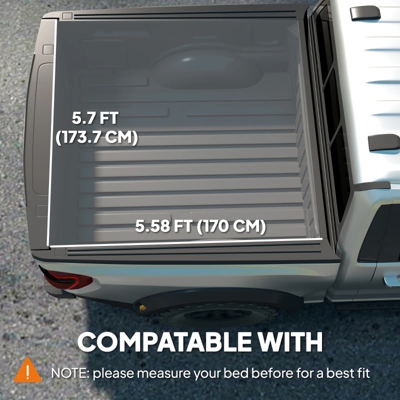 Outsunny 5.9 ft Tri-Fold Tonneau Cover for Pickup Truck - photo 3