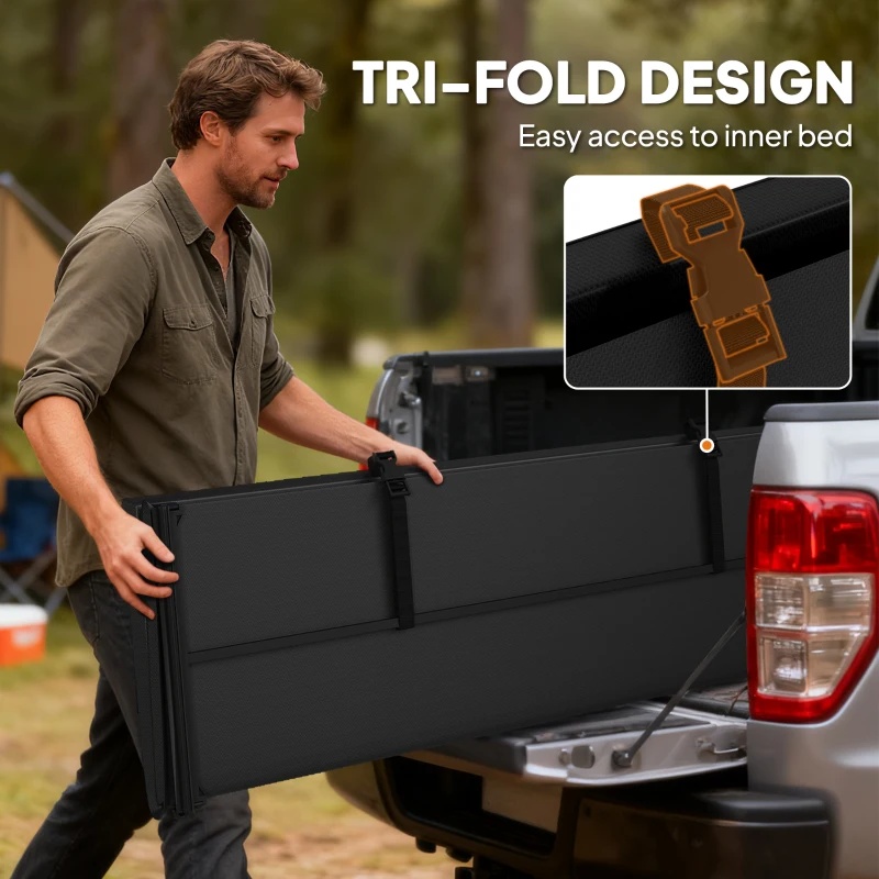 Outsunny 5.9 ft Tri-Fold Tonneau Cover for Pickup Truck - photo 4