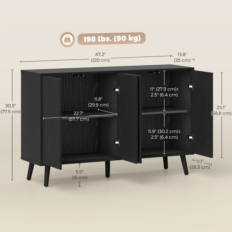 HOMCOM Modern Black Buffet Sideboard - photo 3