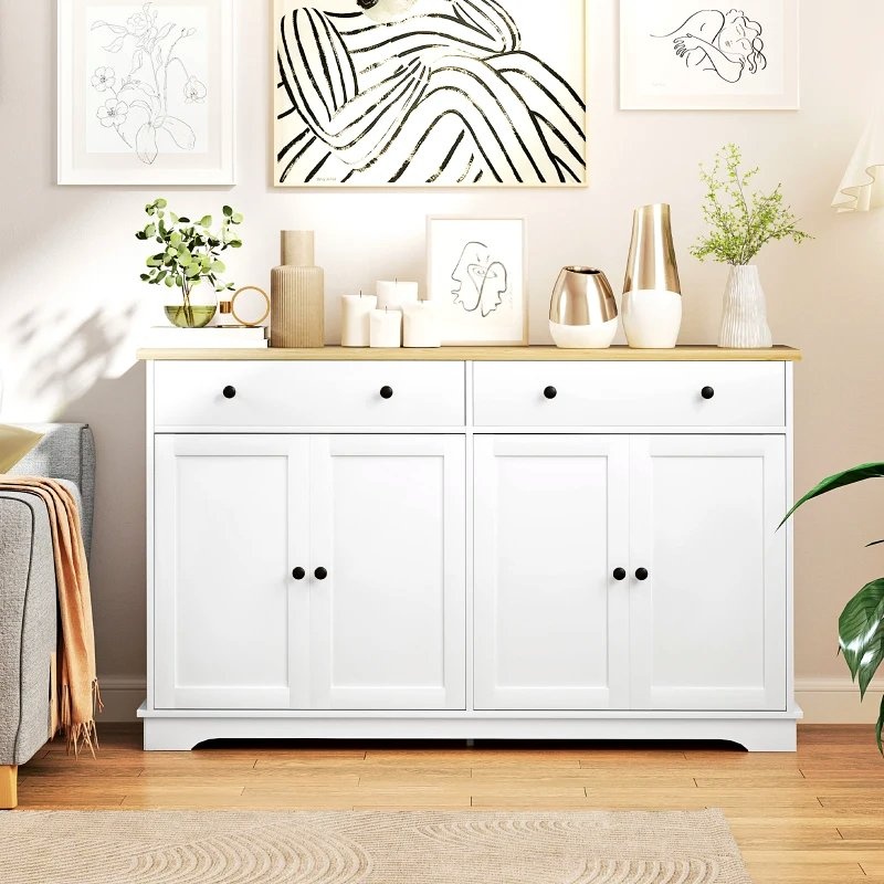 Modern Buffet / Sideboard with 2 Drawers & Adjustable Shelves