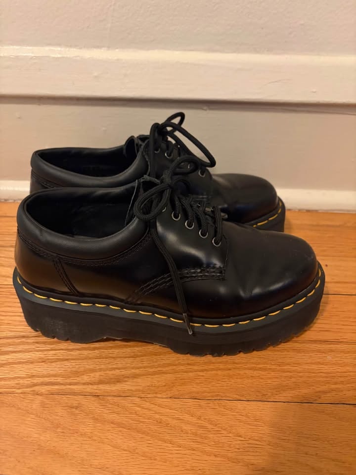 Dr. Martens 8053 Leather Platform Shoes - Black (Women's Size 8) - photo 2