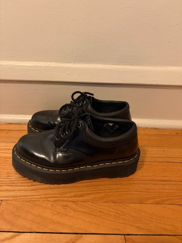 Dr. Martens 8053 Leather Platform Shoes - Black (Women's Size 8) - photo 4