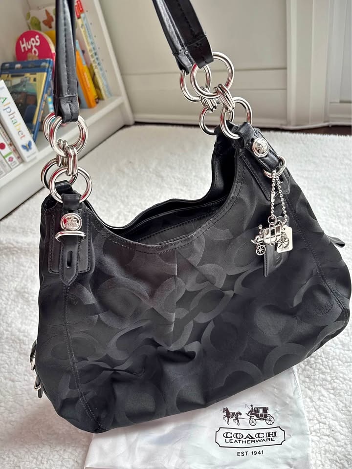Vintage Y2K Coach Madison Maggie Black Signature Canvas Handbag