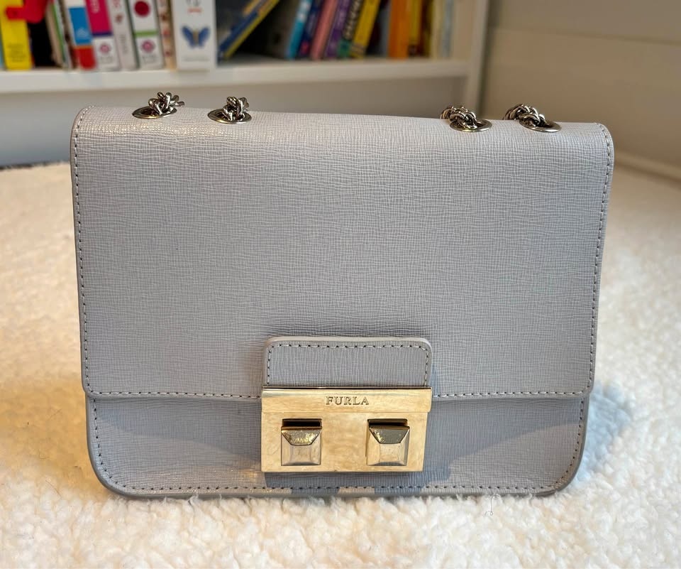 Furla Light Grey Bella Mini Crossbody Bag