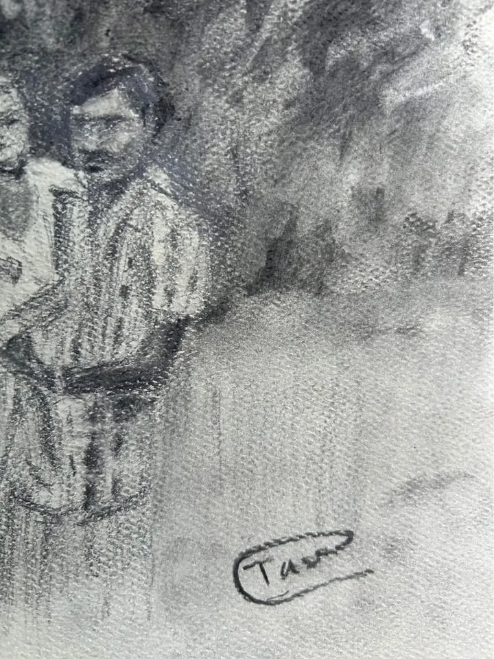 "Untitled (1968)" Original Charcoal Painting image indicator(6)