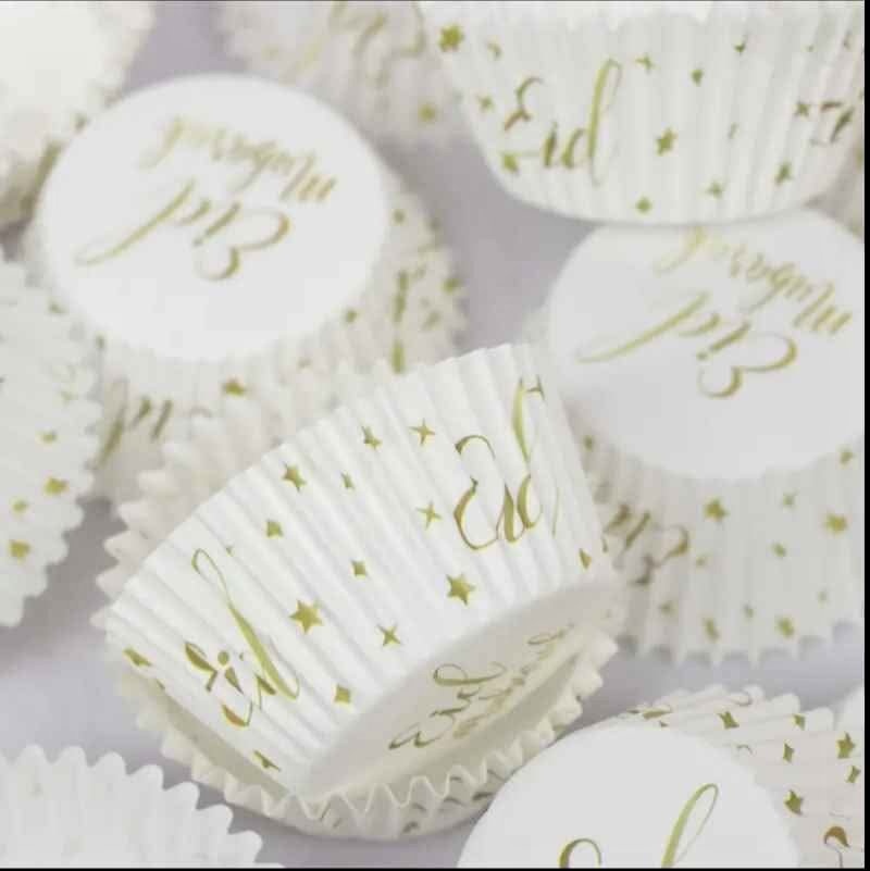 White Eid Mubarak Cupcake Liners - Brand New 🏆