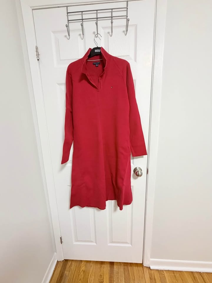 Red Half-Zip Long Sleeve Dress - Size XXL - photo 3