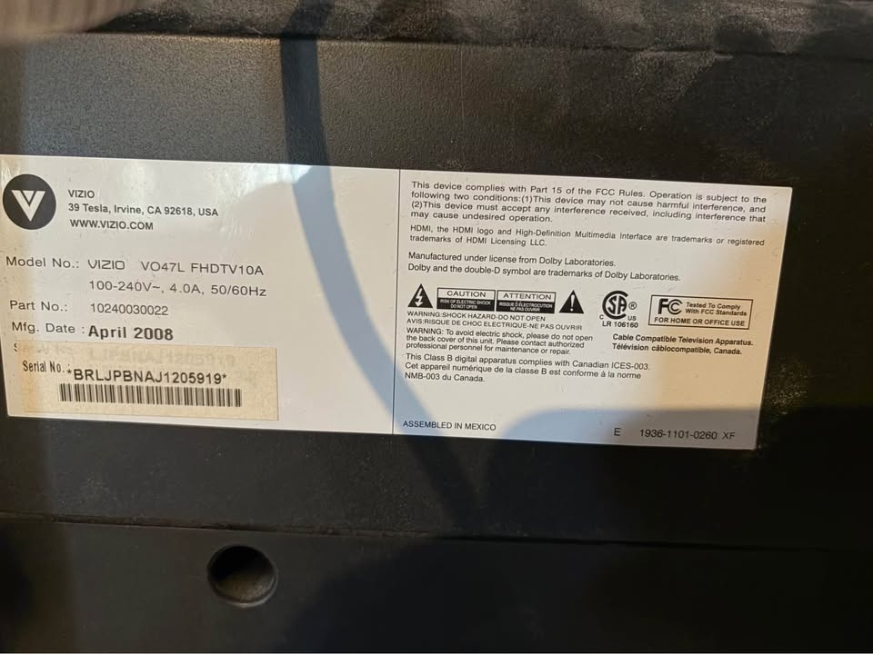 52” VIZIO HDTV – Full HD – Works Great - photo 4