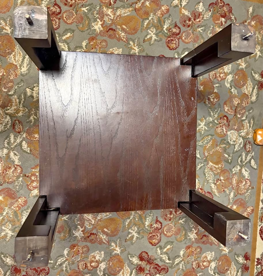 Solid Wood Dining Table – Dark Finish (Disassembled)