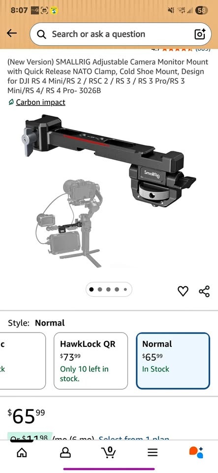 SMALLRIG Adjustable Camera Monitor Mount – Model 3026B