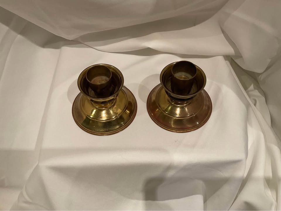 Brass Candleholders PAIR Made in England - photo 3
