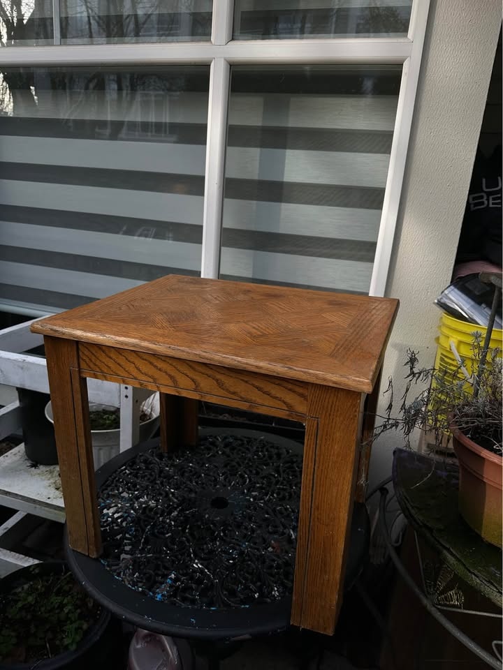 Vintage Wooden Oak Side Table - photo 2