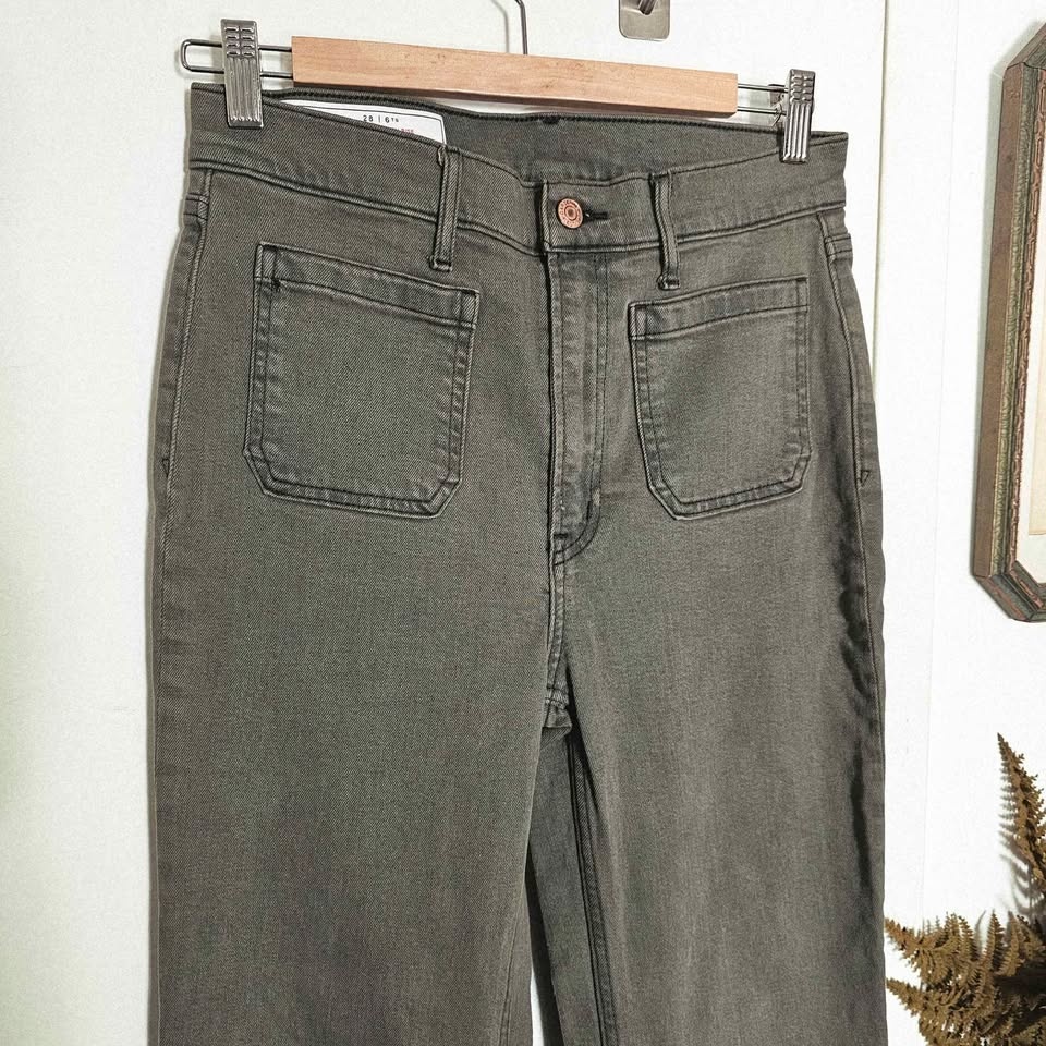 GAP Olive 70s Flare High Rise Womens Jeans 28 6 Tall - photo 4