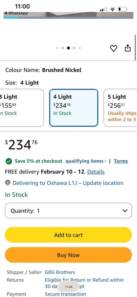 4 Light Brushed Nickel Vanity Light Fixture - photo 3