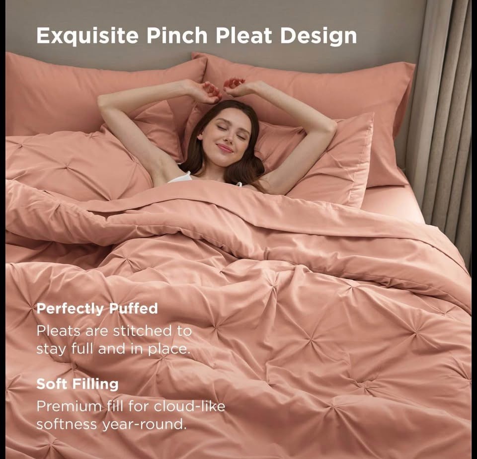 New 7 Pieces Bedsur Comforter Set Pink - photo 2