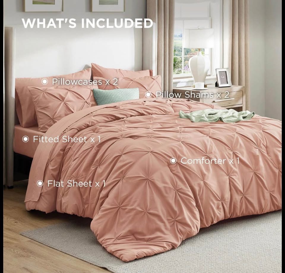 New 7 Pieces Bedsur Comforter Set Pink - photo 4