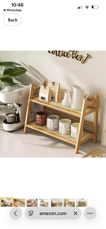 Coffee Station Organizer, Bamboo Mug Holder Countertop