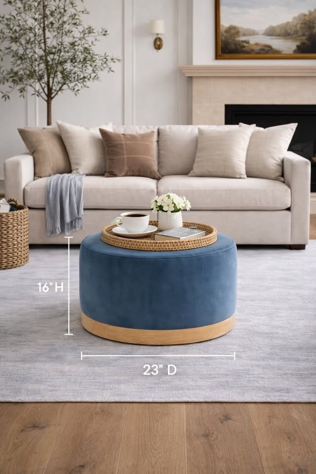 Velvet Ottoman / Coffee Table - Brand New