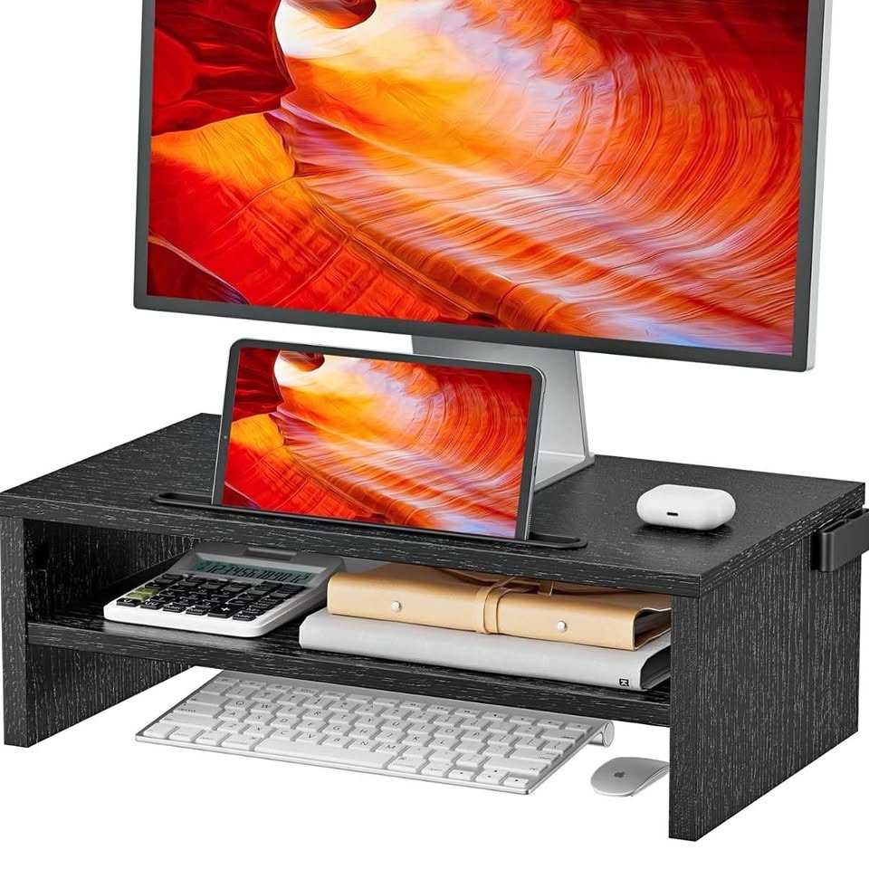 LORYERGO 2 Tier Wooden Monitor Riser